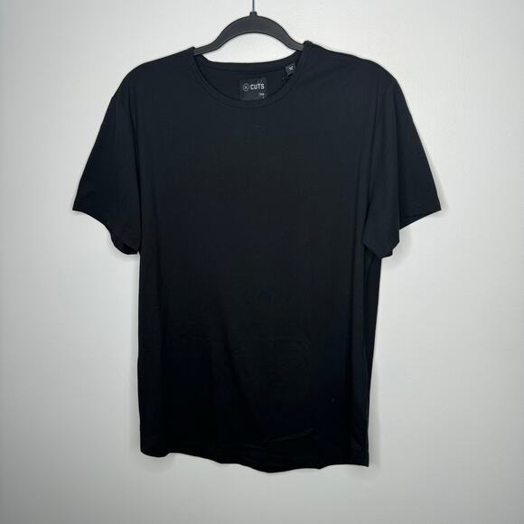 NWT CUTS Men's Short Sleeve Crew Curve Hem Black Large - Picture 1 of 5